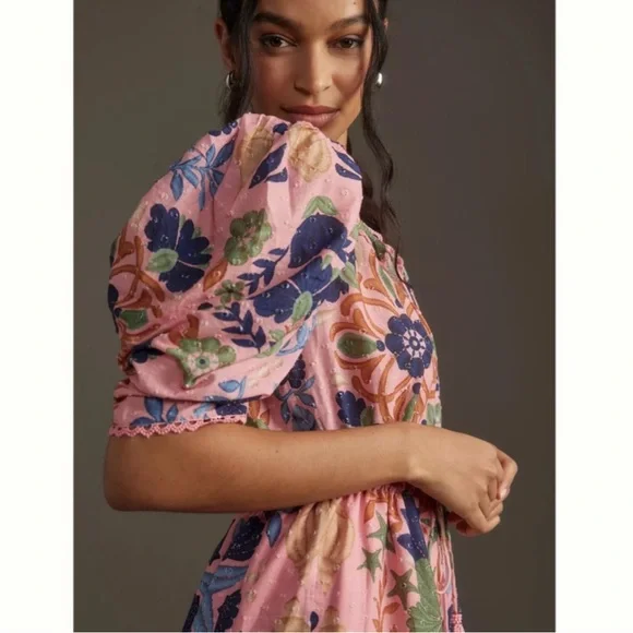 Farm Rio Seashell Tapestry Short-Sleeve Mini Dress size small - Picture 4 of 9